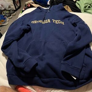 Georgia Tech Navy Adidas Hoodie with Gold Lettering